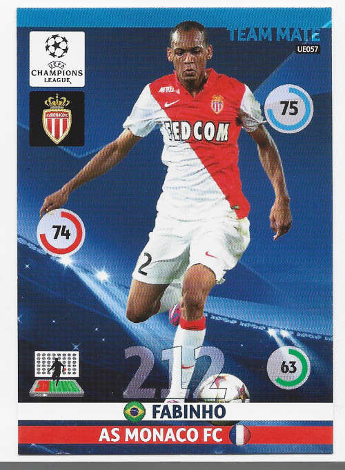 FABINHO (Monaco) - PANINI `CHAMPIONS LEAGUE` 2014/2015 - ROOKIE `BASE` TRADING CARD