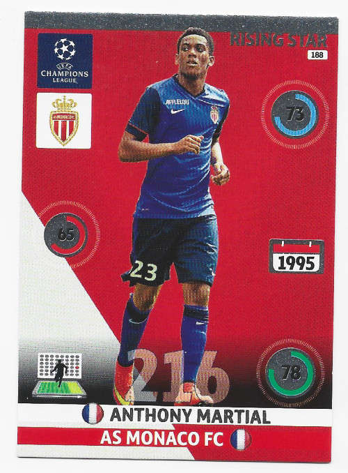 ANTHONY MARTIAL (Monaco) - PANINI `CHAMPIONS LEAGUE` 2014/2015 - ROOKIE `RISING STAR` TRADING CARD
