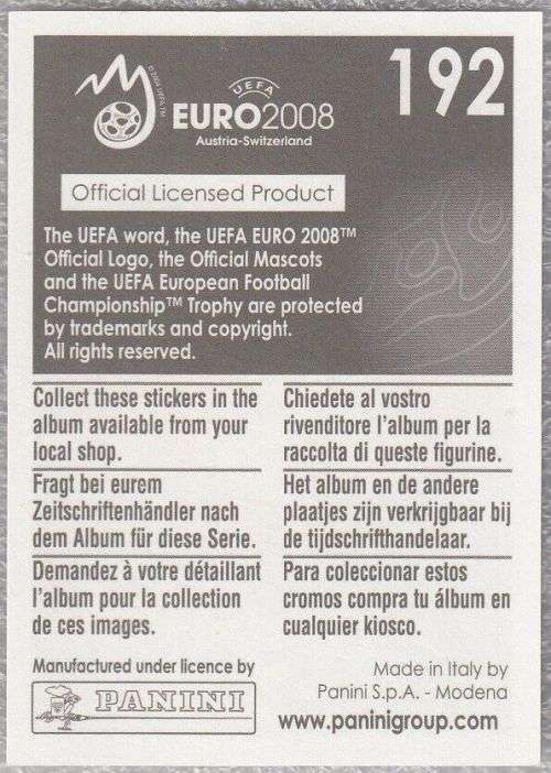 IVAN RAKITIC (Croatia) - PANINI EUFA EURO 2008 STICKER COLLECTION - RARE ROOKIE STICKER 192