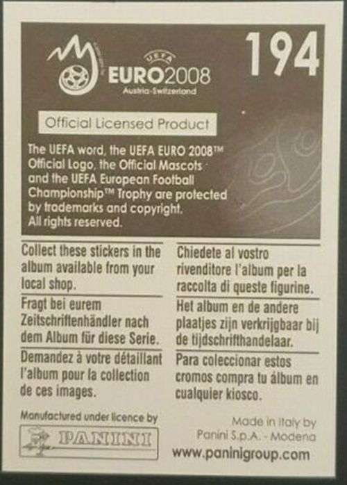 LUKA MODRIC (Croatia) - PANINI EUFA EURO 2008 STICKER COLLECTION - RARE ROOKIE STICKER 194