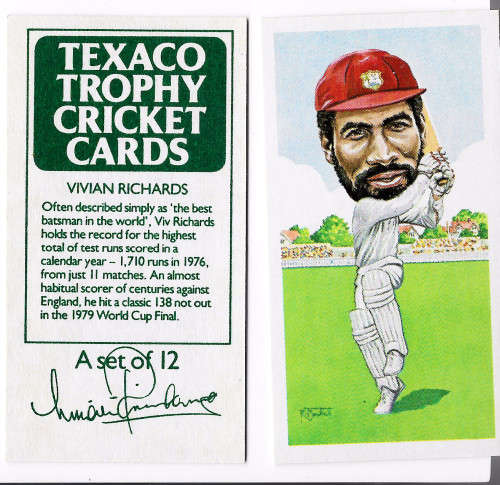 VIVIAN RICHARDS - TEXACO TROPHY 1984 CRICKET CARD COLLECTION - TEA TRADING CARD