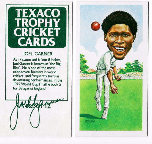 JOEL GARNER (West Indies) - TEXACO TROPHY 1984 CRICKET CARD COLLECTION - TEA TRADING CARD