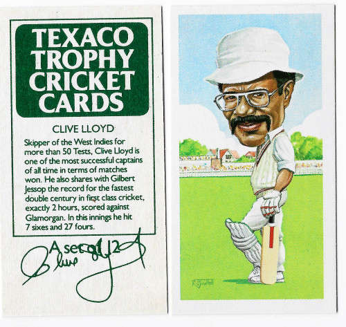 CLIVE LLOYD (West Indies) - TEXACO TROPHY 1984 CRICKET CARD COLLECTION - TEA TRADING CARD
