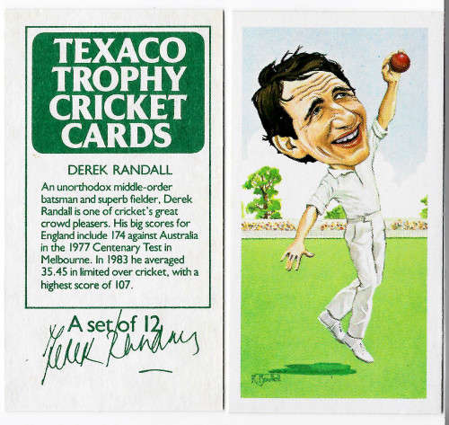DEREK RANDALL (England) - TEXACO TROPHY 1984 CRICKET CARD COLLECTION - TEA TRADING CARD