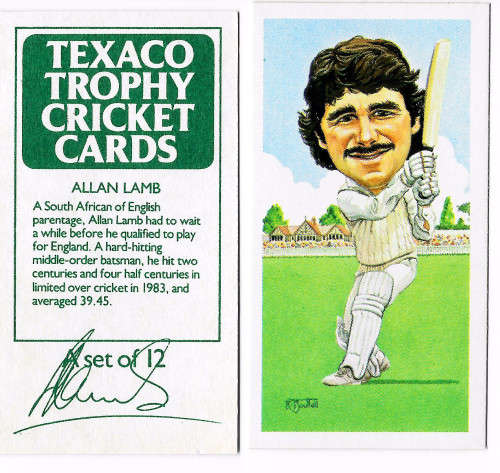 ALLAN LAMB (England) - TEXACO TROPHY 1984 CRICKET CARD COLLECTION - TEA TRADING CARD