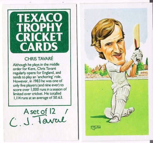 CHRIS TAVARE (England) - TEXACO TROPHY 1984 CRICKET CARD COLLECTION - TEA TRADING CARD