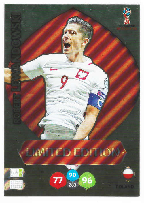 ROBERT LEWANDOWSKI - PANINI FIFA WORLD CUP 2018 RUSSIA - GOLD XXL  `LIMITED EDITION` TRADING CARD