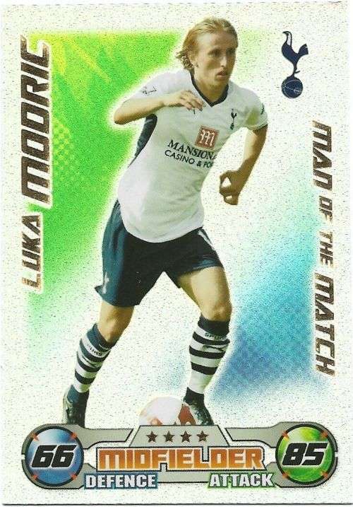 LUKA MODRIC - TOPPS `MATCH ATTAX EPL` 2008/09 - RARE `MAN of the MATCH` FOIL CARD