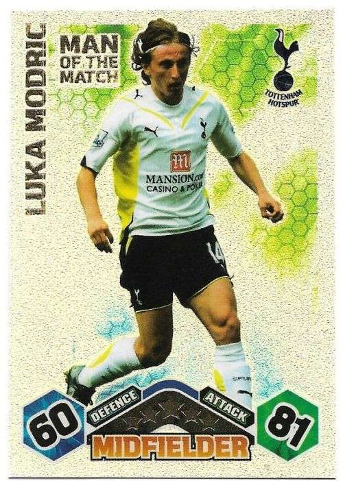 LUKA MODRIC - TOPPS `MATCH ATTAX EPL` 2009/10 - RARE `MAN of the MATCH` FOIL CARD