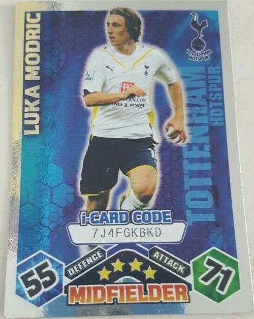 LUKA MODRIC - TOPPS `MATCH ATTAX EPL` 2009/10 - FOIL `I CARD`  TRADING CARD