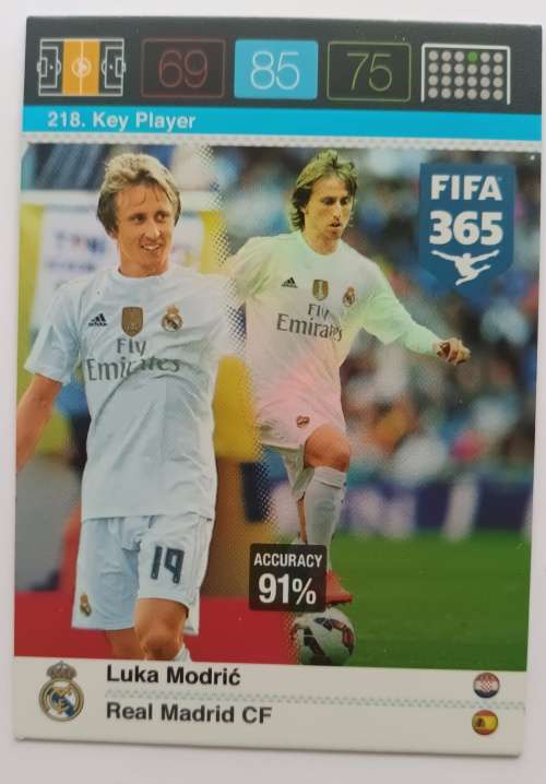 LUKA MODRIC - PANINI `FIFA 365` 2016 EDITION - `KEY PLAYER` TRADING CARD