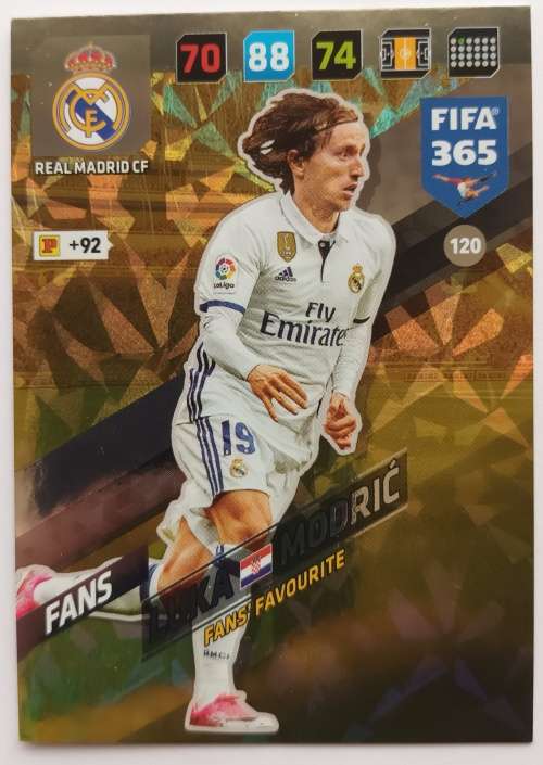 LUKA MODRIC - PANINI `FIFA 365` 20117/18 EDITION - `FANS FAVOURITE` TRADING CARD 120