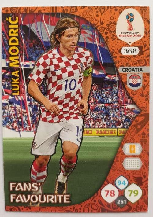 LUKA MODRIC - PANINI `FIFA WORLD CUP 2018` RUSSIA - `FANS FAVOURITE`  TRADING CARD