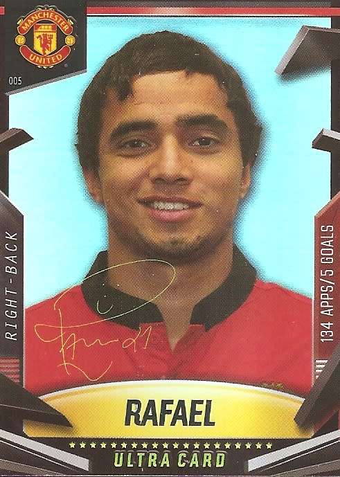 RAFAEL - PANINI `MANCHESTER UNITED ADRENALYN 2014` - FOIL `ULTRA` CARD 005