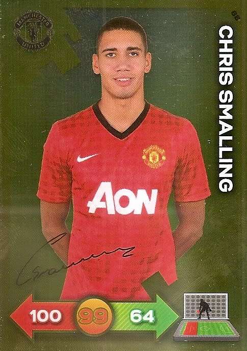 CHRIS SMALLING - PANINI `MANCHESTER UNITED ADRENALYN XL 2013` - RARE `GOLD FOIL AUTO` CARD 88