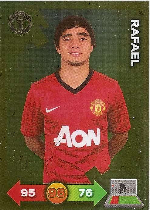 RAFAEL - PANINI `MANCHESTER UNITED ADRENALYN XL 2013` - RARE `GOLD FOIL AUTO` CARD 83