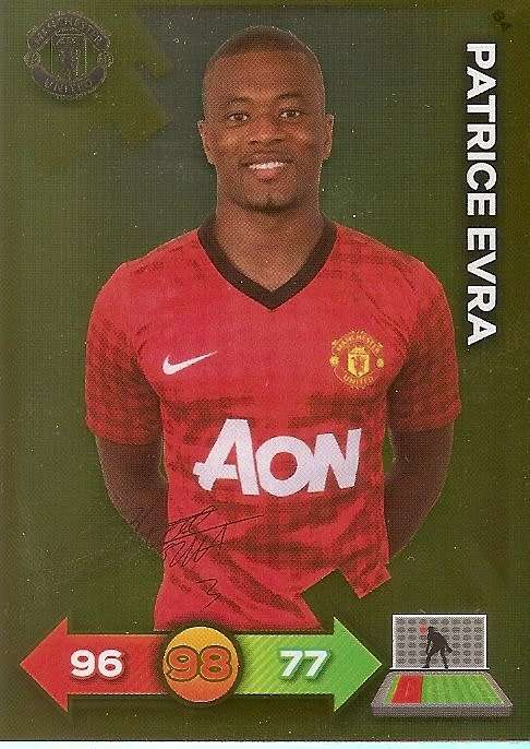 PATRICE EVRA - PANINI `MANCHESTER UNITED ADRENALYN XL 2013` - RARE `GOLD FOIL AUTO` CARD 84