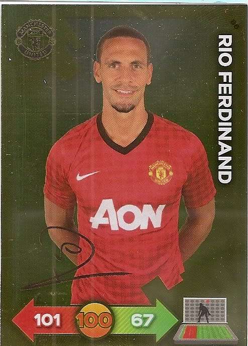 RIO FERDIAND - PANINI `MANCHESTER UNITED ADRENALYN XL 2013` - RARE `GOLD FOIL AUTO` CARD 86