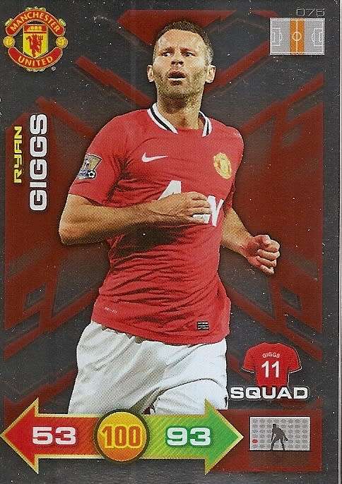 RYAN GIGGS - PANINI `MANCHESTER UNITED ADRENALYN XL 2012` - RARE `SPECIAL SQUAD` FOIL CARD 75