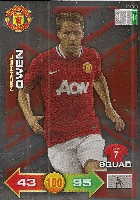 MICHAEL OWEN - PANINI `MANCHESTER UNITED ADRENALYN XL 2012` - RARE `SPECIAL SQUAD` FOIL CARD 88
