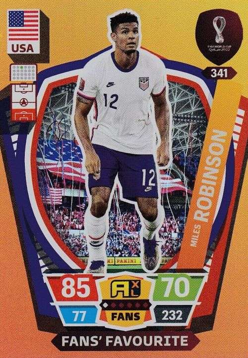 MILES ROBINSON - PANINI `FIFA WORLD CUP 2022` QATAR - `FANS FAVOURITE` TRADING CARD 341