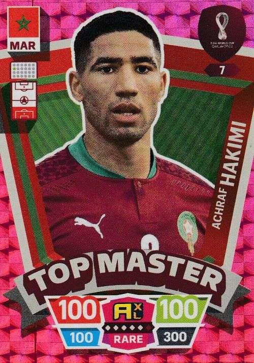 ACHRAF HAKIMI - PANINI `FIFA WORLD CUP 2022` QATAR - RARE `TOP MASTER` TRADING CARD 7
