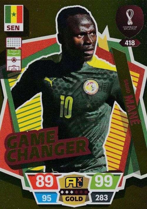 SADIO MANE - PANINI `FIFA WORLD CUP 2022` QATAR - RARE `GAME CHANGER` TRADING CARD 418