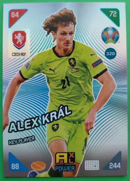 ALEX KRAL - PANINI  `EURO 2020 KICK OFF` - SILVER FOIL `KEY PLAYER` TRADING CARD 320