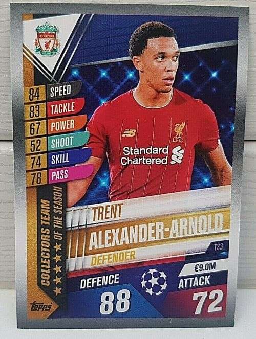 TRENT A. ARNOLD - TOPPS `CHAMPIONS LEAGUE` 2019/20 -  FOIL `COLLECTOR`S TEAM STAR` TRADING CARD