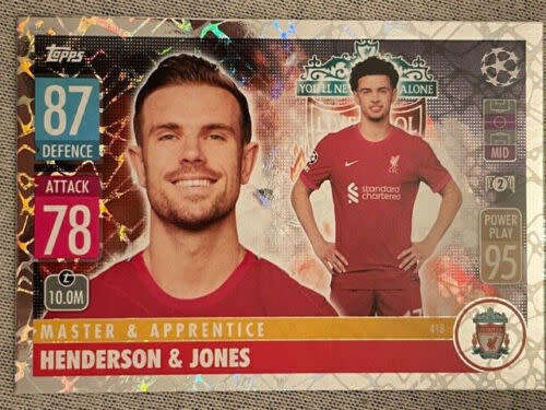 HENDERSON & JONES - TOPPS `CHAMPIONS LEAGUE` 2021/22 -  FOIL `MASTER and APRENTICE` TRADING CARD