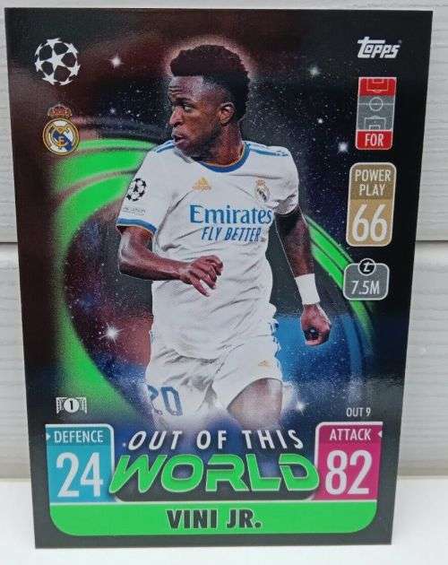 VINICIUS Jr - TOPPS `CHAMPIONS LEAGUE` 2021/22 -  FOIL `OUT of this WORLD` TRADING CARD