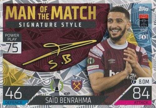 SAID BENRAHMA - TOPPS `CHAMPIONS/EUROPA LEAGUE` 2022/23 -  FOIL `MAN of the MATCH ` TRADING CARD