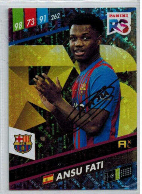 ANSU FATI - PANINI `FIFA 365 COLLECTION` 2021/22 - GOLD `LIMITED EDITION` AUTO TRADING CARD