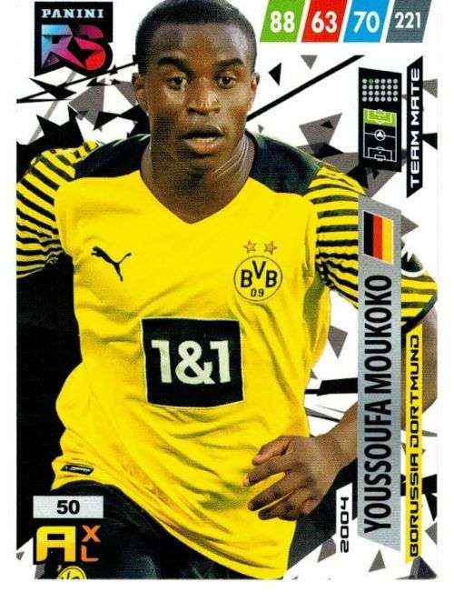 YOU, MOUKOKO (B. Dortmund) - PANINI `FIFA 365 COLLECTION` 2021/22 - RISING STAR TRADING CARD 50