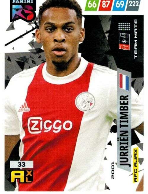 JURRIEN TIMBER (Ajax) - PANINI `FIFA 365 COLLECTION` 2021/22 - RISING STAR TRADING CARD 33