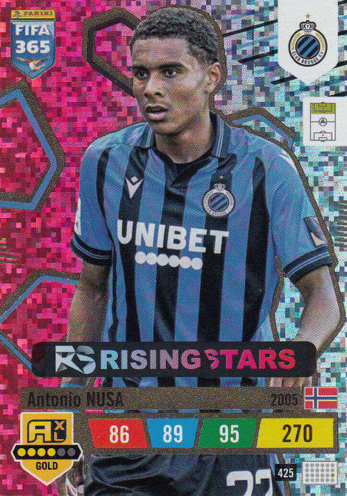 ANTONIO NUSA - PANINI `FIFA 365 COLLECTION` 2023 - GOLD `RISING STAR` FOIL TRADING CARD 425