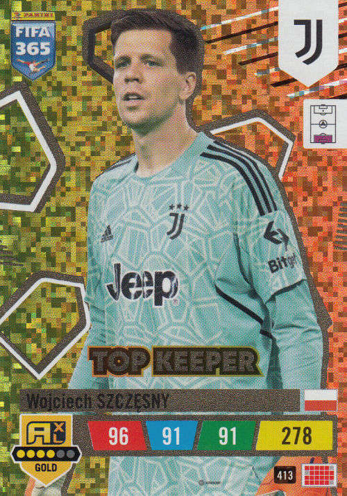 WOJCIECH SZCZSNY - PANINI `FIFA 365 COLLECTION` 2023 - GOLD `TOP KEEPER` FOIL TRADING CARD 413