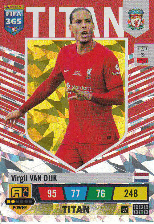 VIRGIL VAN DIJK - PANINI `FIFA 365 COLLECTION` 2023 - `TITAN` FOIL TRADING CARD 97