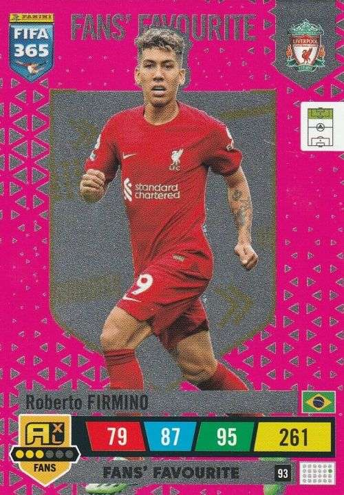 ROBERTO FIRMINO - PANINI `FIFA 365 COLLECTION` 2023 - `FANS FAVORITE` FOIL TRADING CARD 93