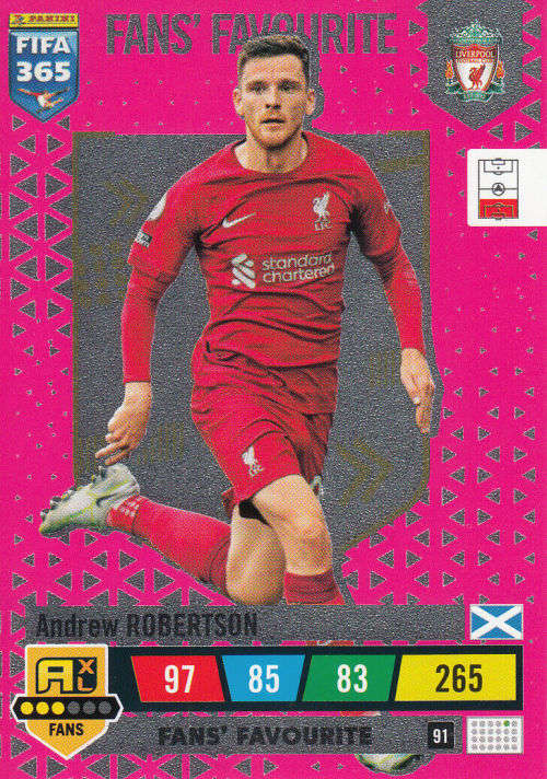 ANDREW ROBERTSON - PANINI `FIFA 365 COLLECTION` 2023 - `FANS FAVORITE` FOIL TRADING CARD 91