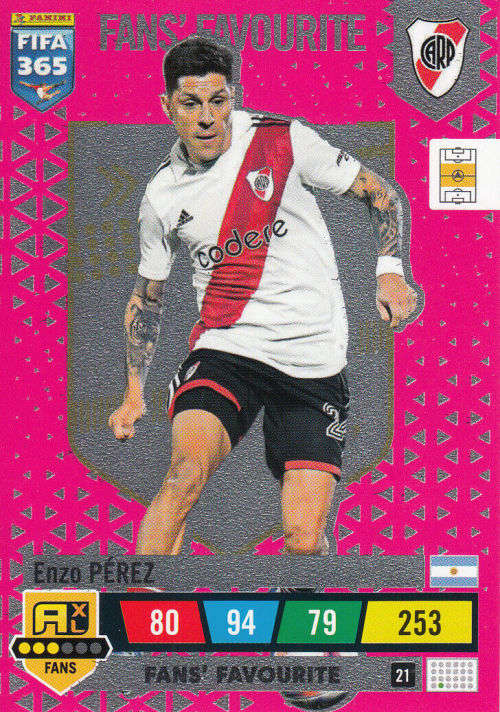 ENZO PEREZ - PANINI `FIFA 365 COLLECTION` 2023 - `FANS FAVORITE` FOIL TRADING CARD 21
