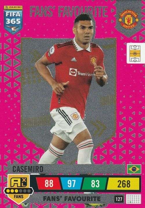 CASEMIRO - PANINI `FIFA 365 COLLECTION` 2023 - `FANS FAVORITE` FOIL TRADING CARD 127