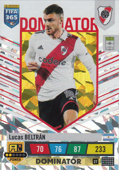 LUCAS BELTRAN - PANINI `FIFA 365 COLLECTION` 2023 - `DOMINATOR` FOIL TRADING CARD 27