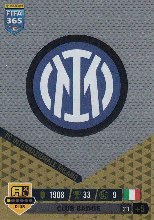 INTER MILAN FC - PANINI `FIFA 365 COLLECTION` 2023 - `CLUB BADGE` FOIL TRADING CARD 311