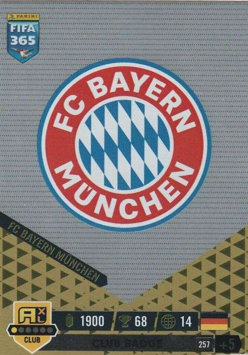 BAYERN MUNCHEN FC - PANINI `FIFA 365 COLLECTION` 2023 - `CLUB BADGE` FOIL TRADING CARD 257
