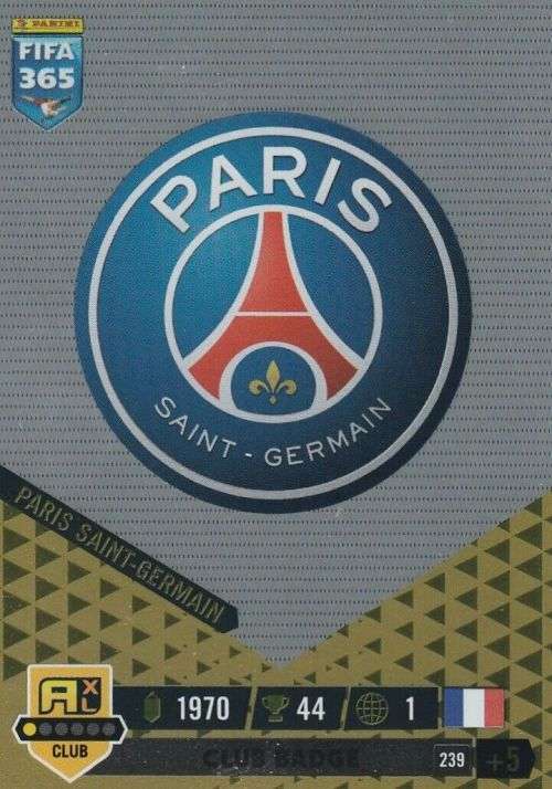 PARIS SAINT GERMAIN - PANINI `FIFA 365 COLLECTION` 2023 - `CLUB BADGE` FOIL TRADING CARD 239