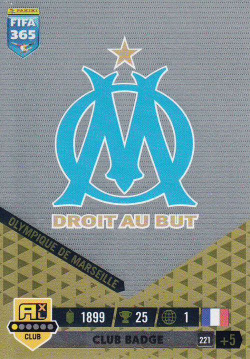 OLYPIQUE DE MARSEILLE - PANINI `FIFA 365 COLLECTION` 2023 - `CLUB BADGE` FOIL TRADING CARD 221