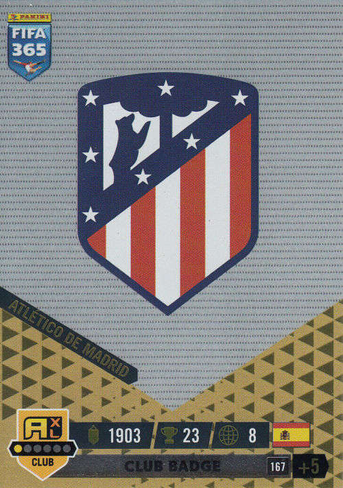 ATLETICO DE MADRID - PANINI `FIFA 365 COLLECTION` 2023 - `CLUB BADGE` FOIL TRADING CARD 167