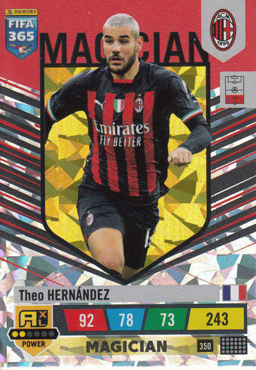 THEO HERNANDEZ - PANINI `FIFA 365 COLLECTION` 2023 - `MAGICIAN` FOIL TRADING CARD 350