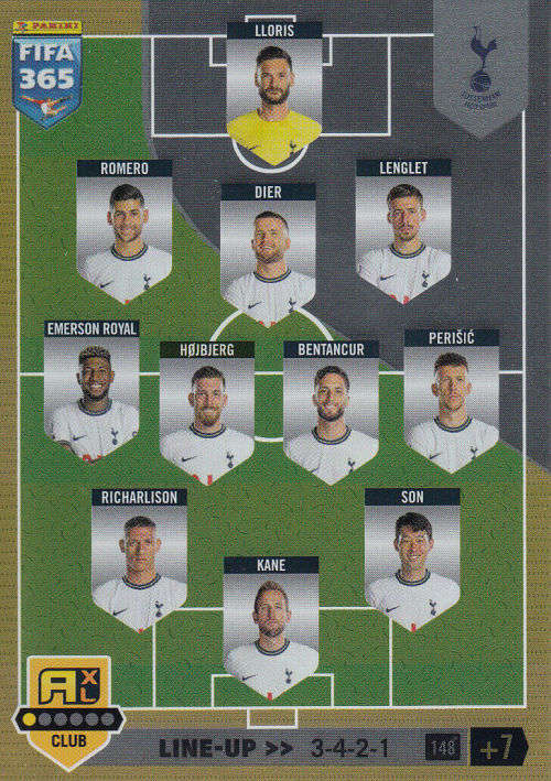 TOTTENHAM HOTSPURS - PANINI `FIFA 365 COLLECTION` 2023 - `TEAM LINE UP` FOIL TRADING CARD 148